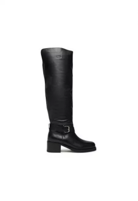 Дамски ботуши -  305520890 - естествена кожа - черни