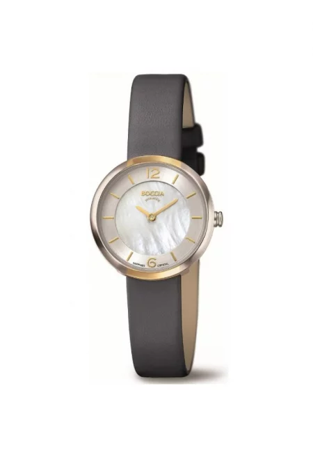 Дамски часовник Boccia Естествена кожа Сив