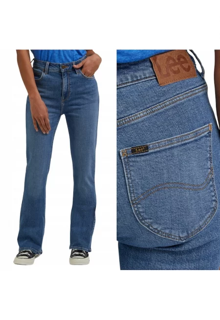 Дамски дънки -  bootcut - висока талия - сини - памук -