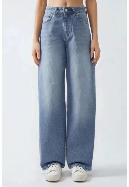 Дамски дънки -  деним - широка кройка - сини