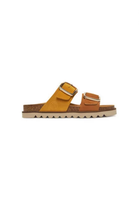 Дамски джапанки - 700683-06 -  Естествена кожа - 36 EU - Кафяви/Жълти - Кафяв/Жълт