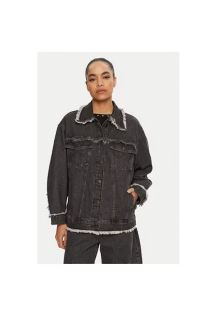 Дамско дънково яке -  304998478 - Памук - Сив