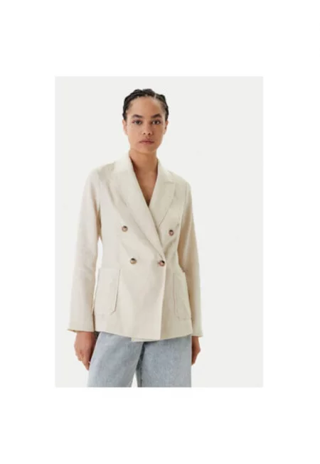 Дамско яке  2AGHDW03E - Лен - Бежов - Бежов