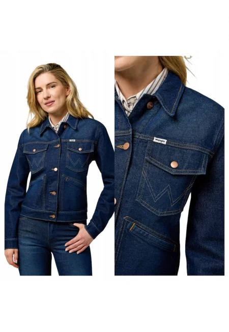 Дамско Яке -  Heritage Jacket - Regular Fit - Деним Визия - Класически Дизайн - Дълги Ръкави - С Копчета - Памук - Синьо - Тъмносин