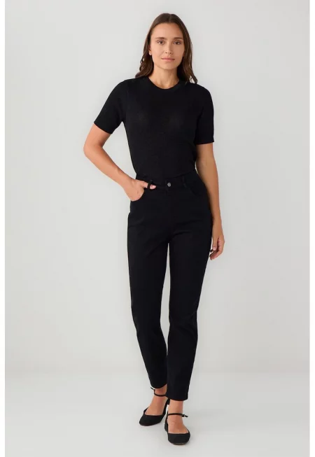 Дънки с висока талия - Черен