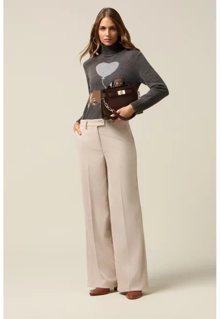 Джинси с широк крачол - Крем