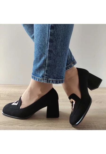 Елегантни дамски обувки  9572 19 Черен велур - черни