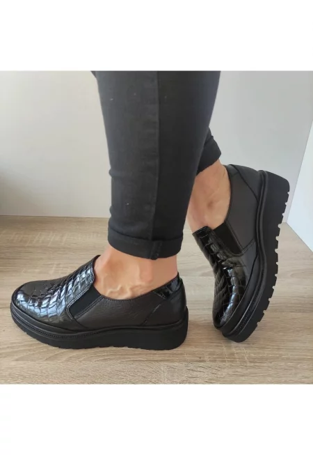 Ежедневни дамски обувки  3552 Черни - черни + кроко
