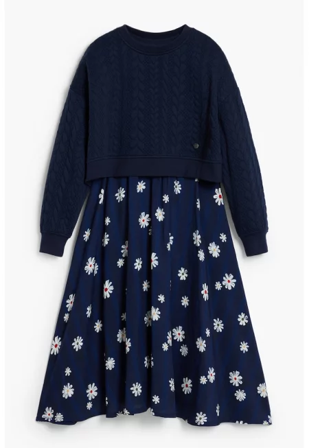 Флорална рокля с дизайн 2 в 1