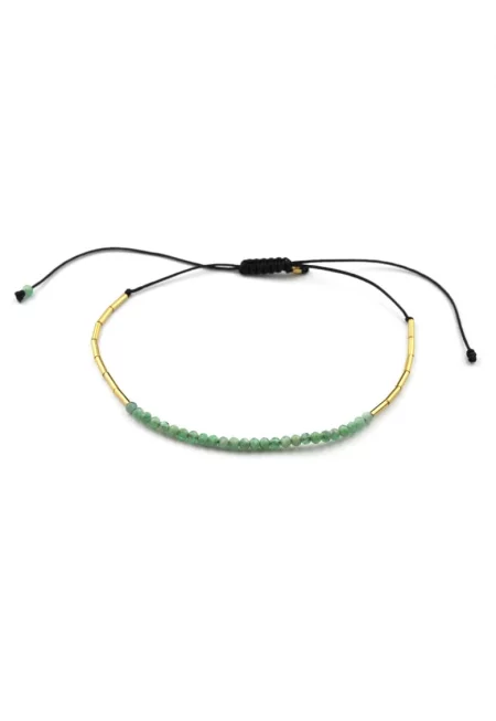 Гривна - Корина Мардари & проект moonSun - Emerald Bar - златно покритие 14k/20 - изумруди - регулируема