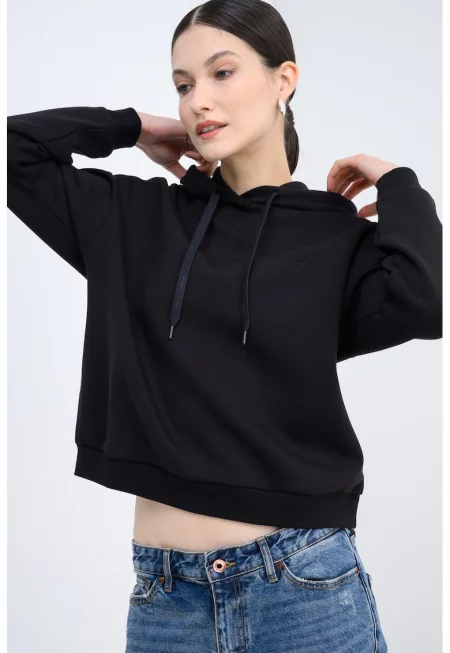 Худи с лого - Черен