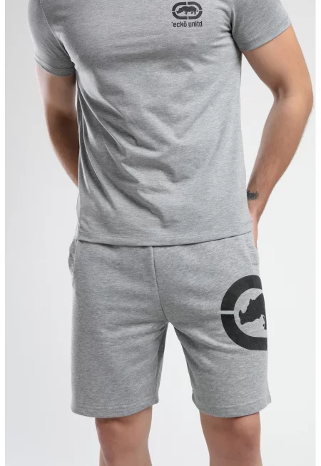 Къс панталон с връзка - Черен/Светлосив меланж