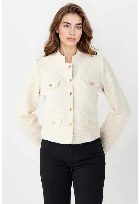 Късо сако от туид - Крем