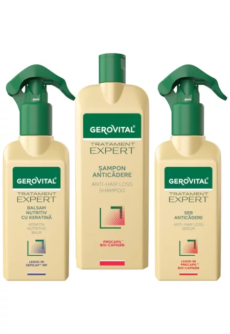 Комплект  Expert Treatment: Шампоан против косопад - 400 мл + Серум против косопад - 150 мл + Подхранващ балсам с кератин - 150 мл
