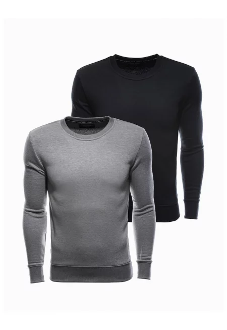 Комплект мъжки пуловери  2 броя - Черен/Сив