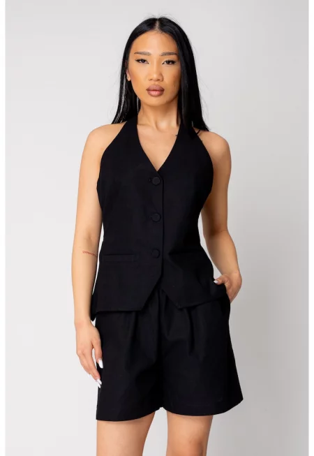 Комплект от потник и къси панталони без гръб - черен 16626 - Черен