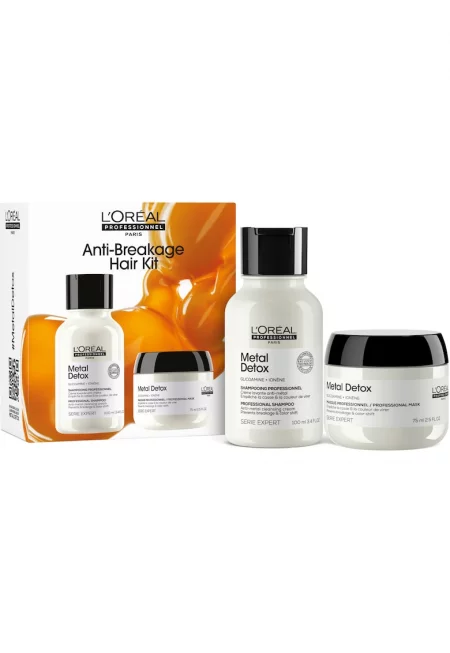 Комплект Travel Size Duo L'Oréal Professionnel Serie Expert Metal Detox (Шампоан 100мл + Маска 75мл) - За почистване на металите от косата - За всички видове обезцветена ...