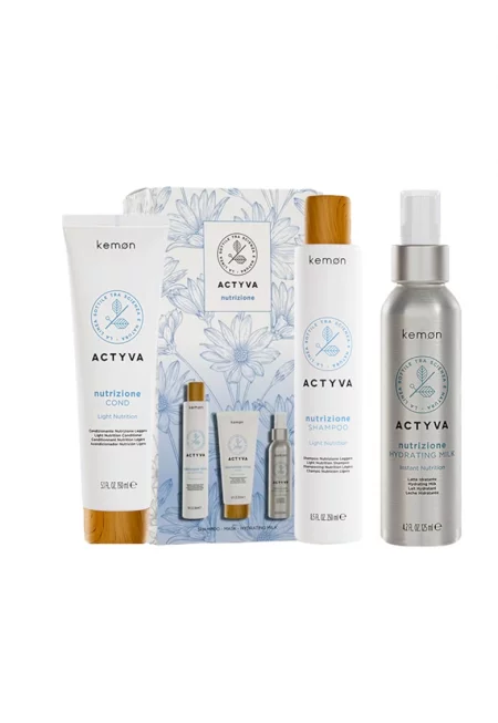 Комплект за хидратация  Actyva Nutrizione - Шампоан 250 мл - Балсам 150 мл - Мляко 125 мл