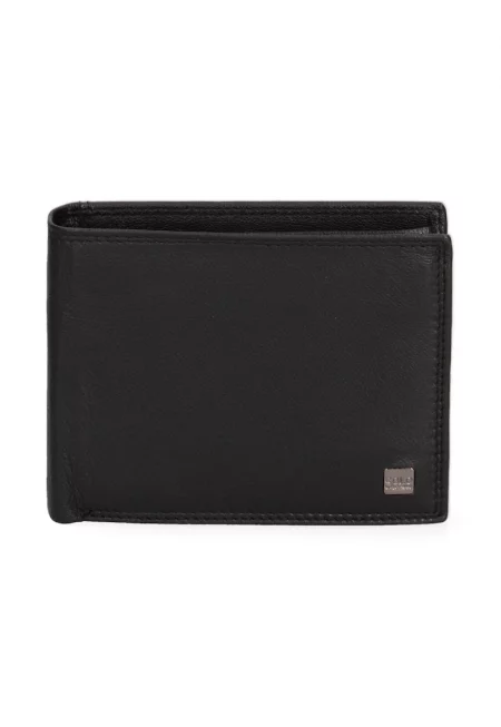 Кожен портфейл с джоб за менети - Черен