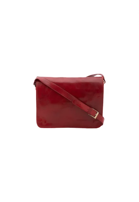 Кожена чанта през рамо - Червен