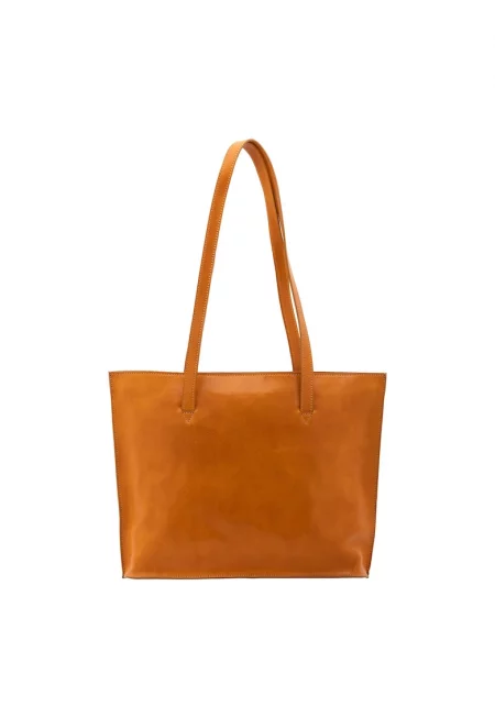 Кожена чанта Tote - Канелено кафяво