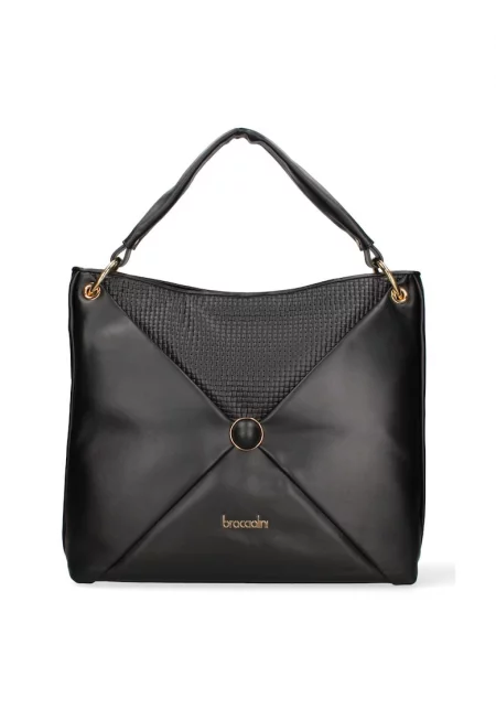 Кожена хобо чанта - Черен