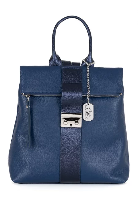 Кожена раница Azalea - Индигово синьо