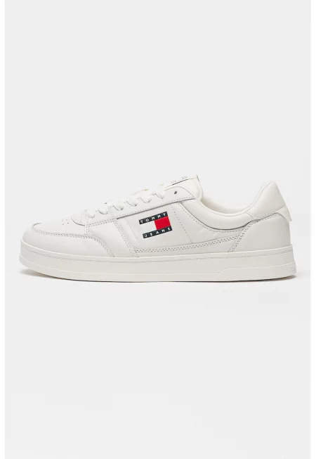 Кожени спортни обувки с перфорации - Червен/Слонова кост/Тъмносин