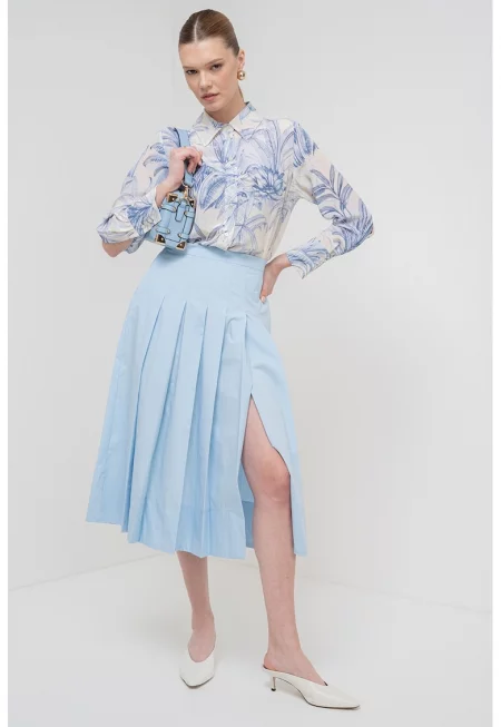 Миди пола Dritto с плисиран дизайн - Светлосин