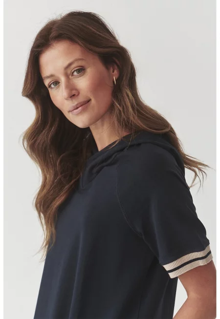 Миди рокля със странични цепки и качулка - Ултрамарин синьо