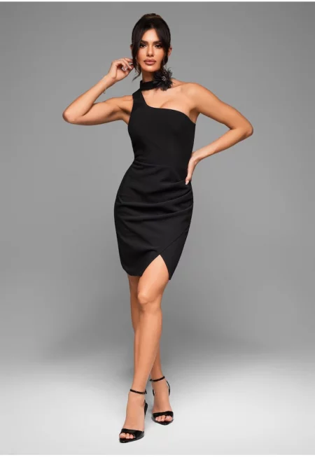 Миди вечерна рокля LACRICA LA-OM-DLR030 - Черна