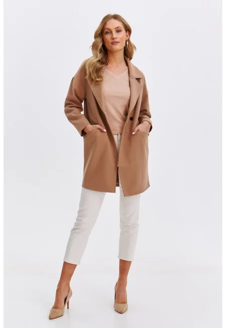 Палто с раздвоен ревер - Светлокафяв