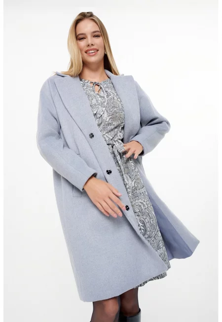 Палто с вълна с раздвоен ревер - Лавандула