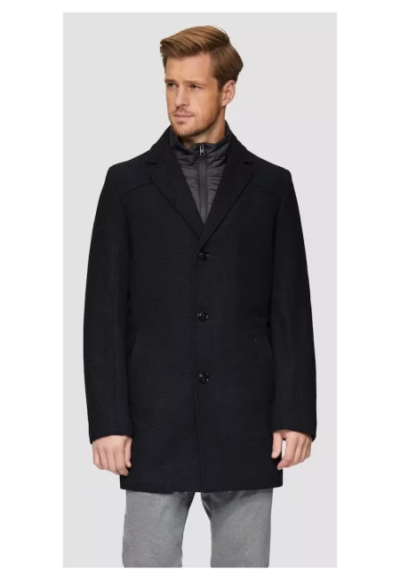 Palton din amestec de lana - cu dubla inchidere - Тъмно морско синьо