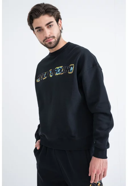 Памучен суитшърт с лого - Черен/Жълт/Син