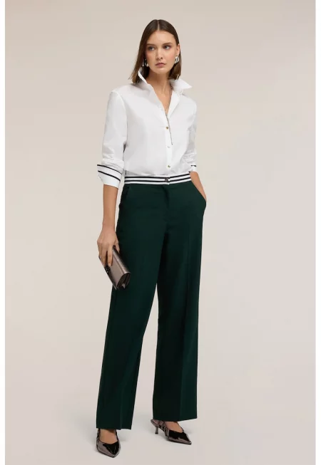 Памучна риза с райе - Бял