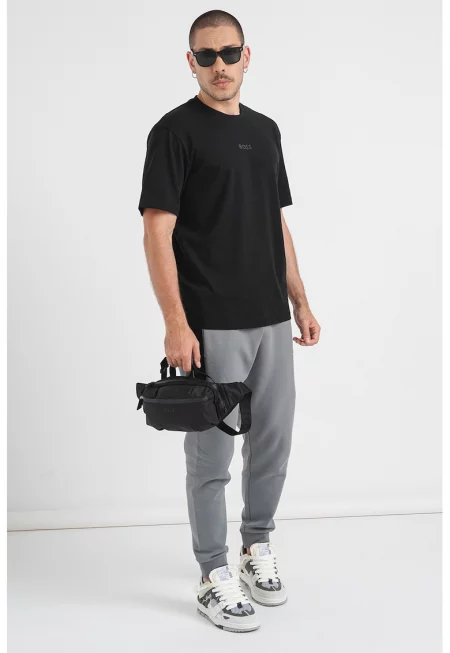 Памучна тениска с лого - Черен