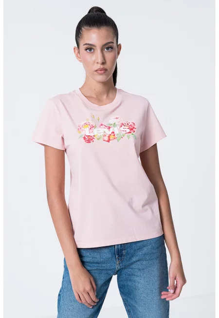 Памучна тениска с овално деколте