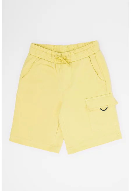 Памучни шорти с джобове - Бледожълт