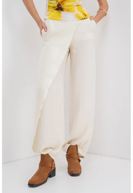 Панталон с висока талия - Слонова кост