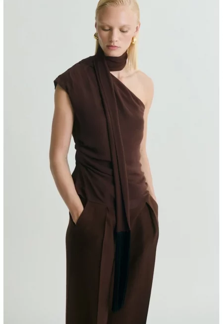 Панталон със средна талия - Кафяв