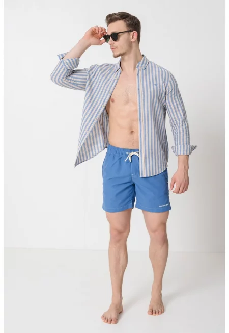 Плувни шорти с връзка - Лавандула/Мръснобял