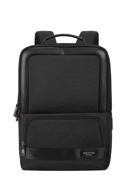 Правоъгълна раница с цип - Черен