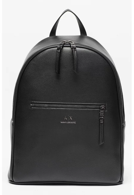 Раница от еко кожа с цип - Черен