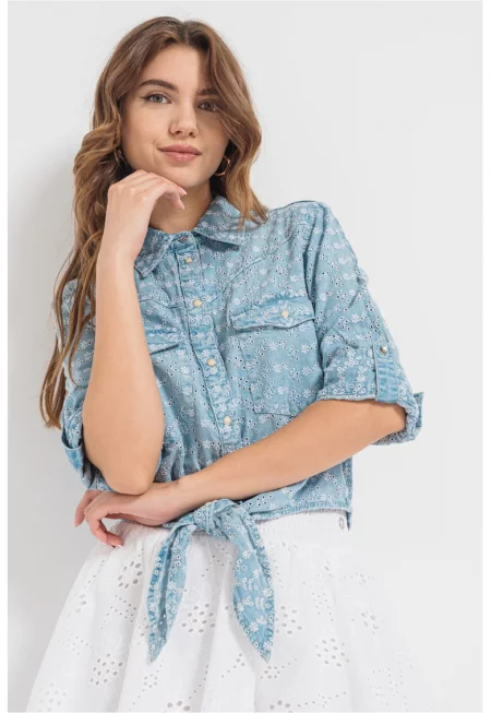 Риза от дантела Сан Гало с връзка отпред