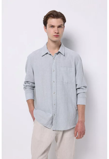 Риза с лен и джоб на гърдите