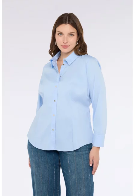 Риза с памук и изчистен десен