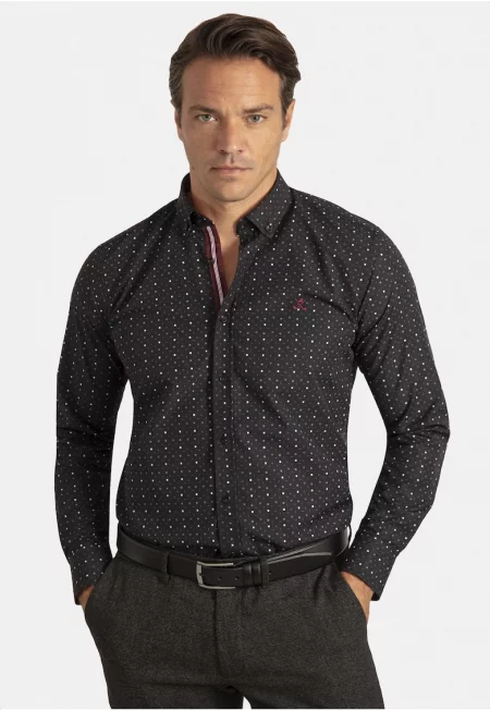 Риза с принт - Ултрамарин синьо