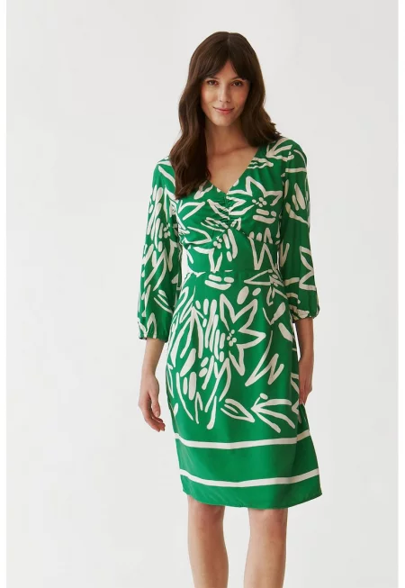 Рокля Mondi с шпиц и 3/4 ръкави - Аква зелено