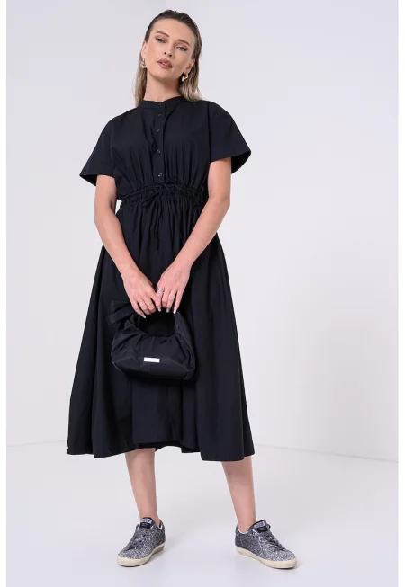 Рокля с органичен памук с връзка - Черен/Избеляло черно